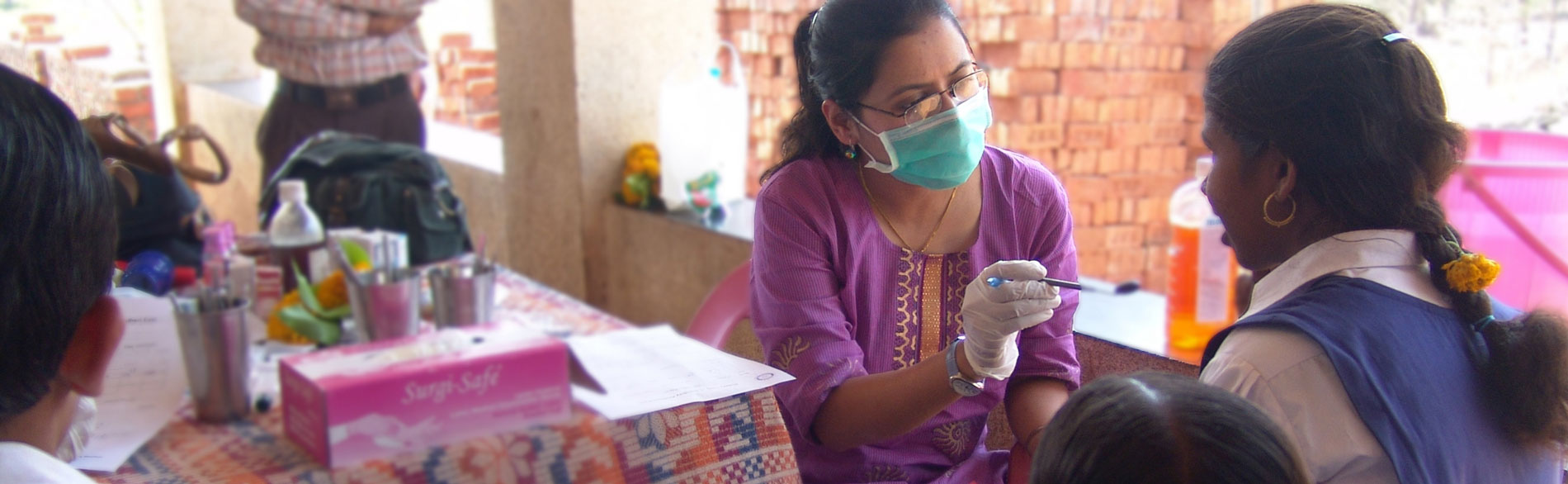 Doctor working in an outdoor clinic