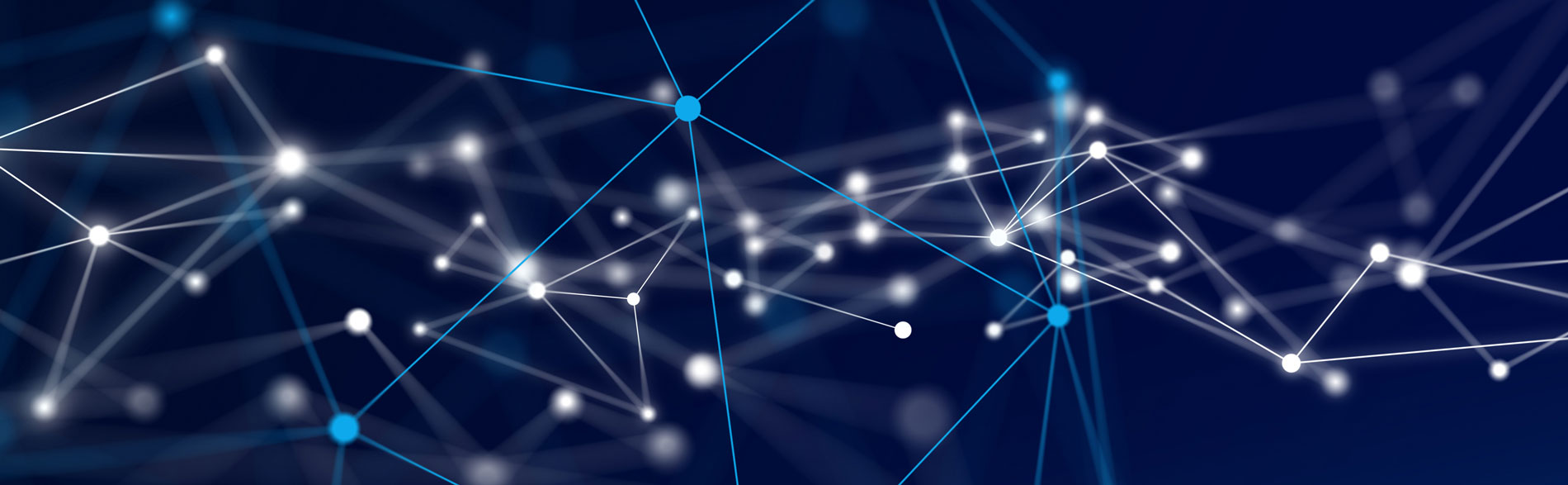 3 dimensional lines connecting dots on a blue background